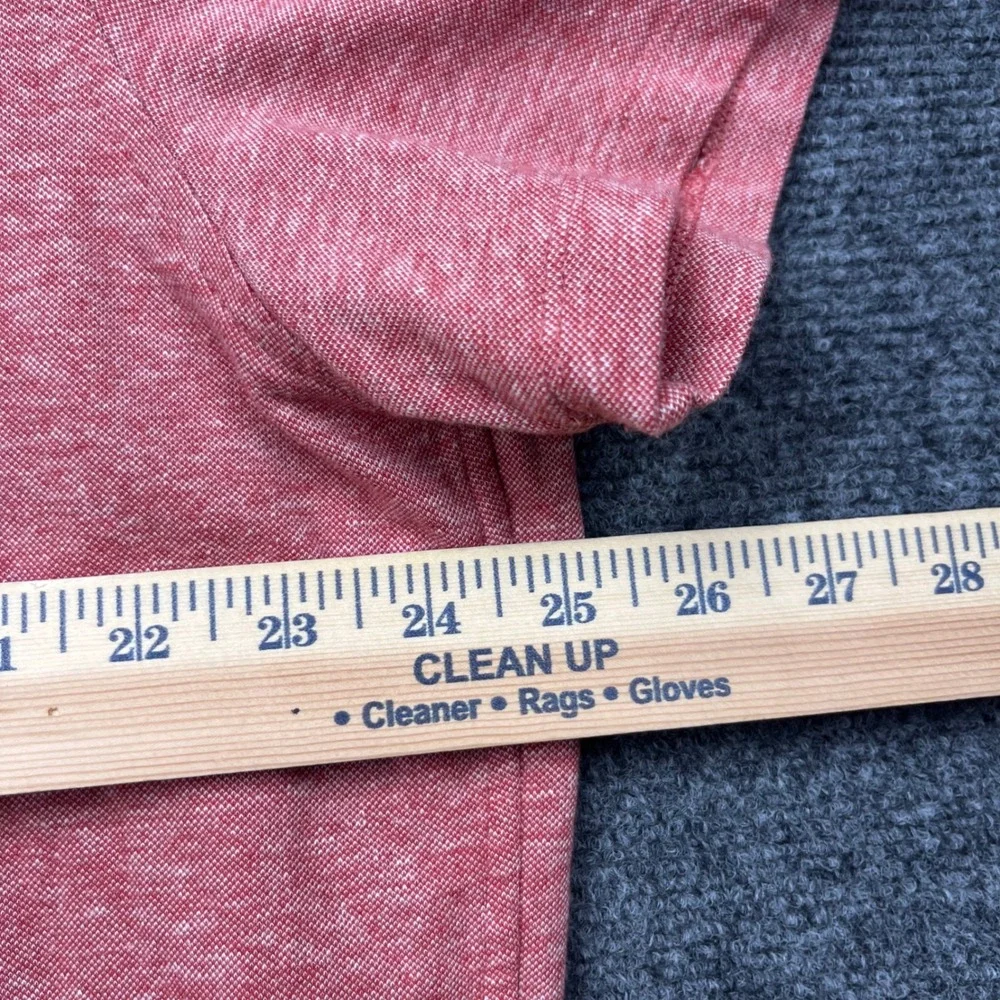 Banana Republic Cotton Linen Stretch Heather Red Short Sleeve Button Down Shirt